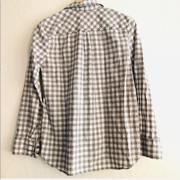 J. Crew Homespun Popover Shirt Boy Fit Gray and white checkered print XS - Picture 7 of 8